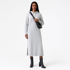 Cos Sweatshirt Hoodie Midi Dress - Split Sides Minimalist Loungewear Comfort - S